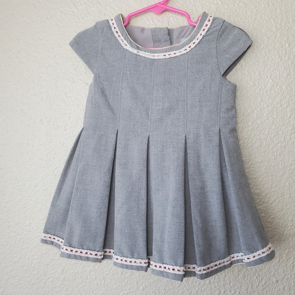 Tahari Girls Short Sleeve Pleated Skirt Dress Size 3t Gray Casual Sundress